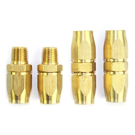 Interstate Pneumatics 3/8 Inch NPT HU Hose Reusable End Brass Fitting Kit HRPZ26-K1